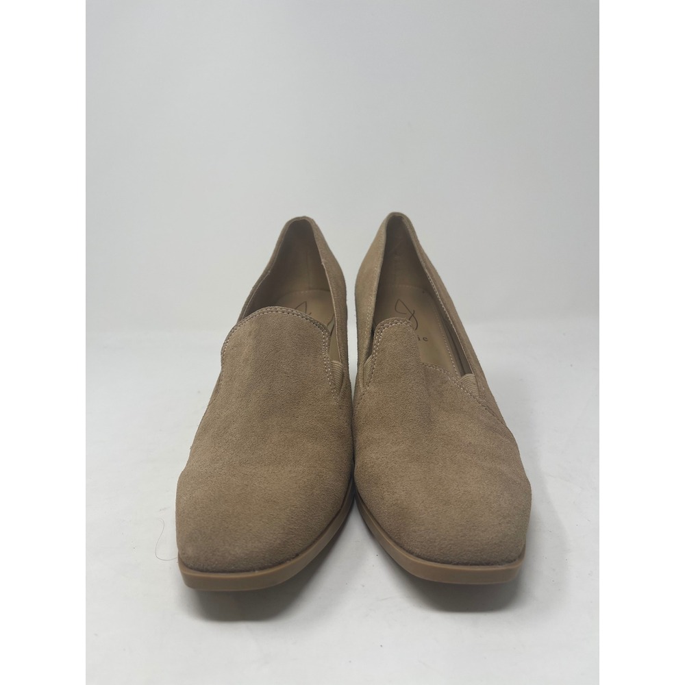 Joie Wevenly Block Heel Pumps Womens 9.5 Tan Suede Excellent Square Toe Loafer
